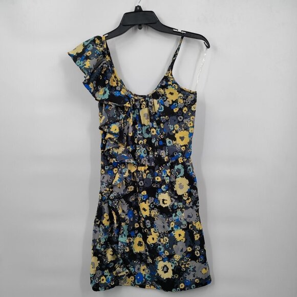 Envy Me Ruffle Summer Floral One-Shoulder Mini Dress Size Small Women Blue - Picture 1 of 11